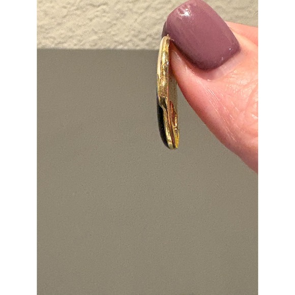 Vintage Black and Cream Enamel Teardrop Stud Earrings, Gold Tone, Used - Picture 3 of 8